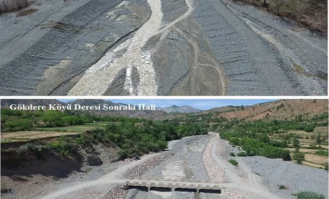 PALU İLÇESİ GÖKDERE KÖYÜ VE KIRKBULAK KÖYÜ DERE ISLAHI YAPILDI. 