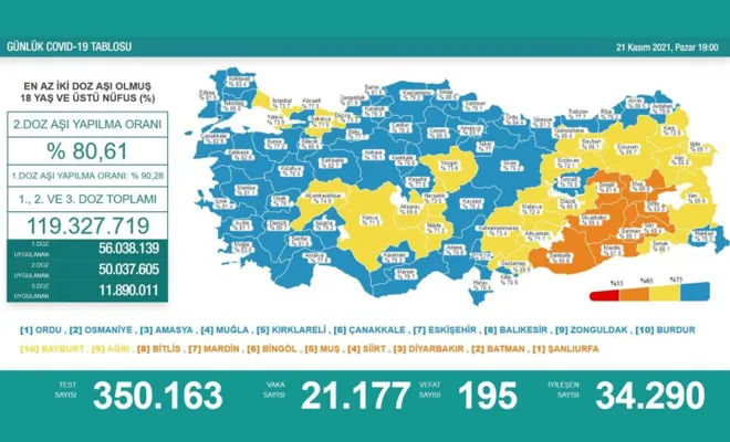 Türkiye'de 195 kişi daha Covid-19 nedeniyle hayatını kaybetti 