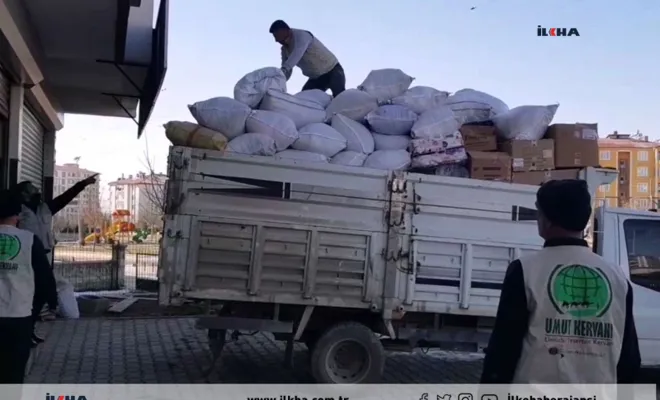 Elazığ Umut Kervanı, Suriye’deki ihtiyaç sahiplerine 1 kamyon yardım gönderdi